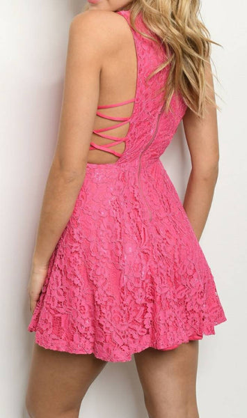 Sleeves lace skater dress
